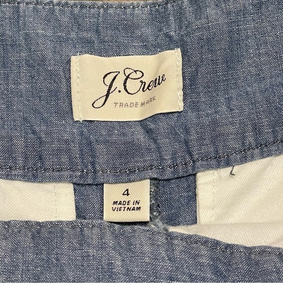 J.Crew Women's Tie-waist short in chambray Blue Style #G5309 cotton Sz 4 - Picture 4 of 9